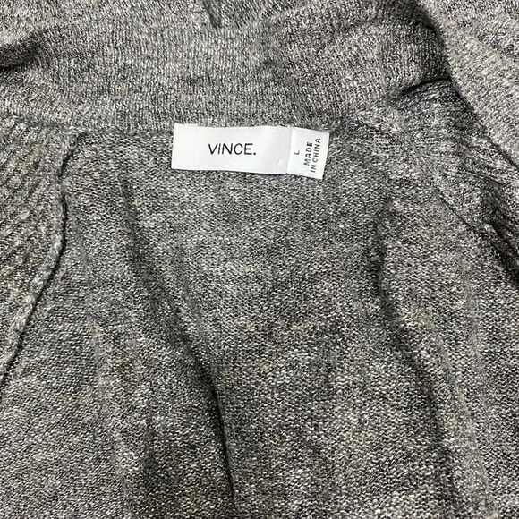 Vince Womens Gray Open-Front Ruffle Knit Cardigan Sweater Long Sleeve Size Large - Picture 4 of 6